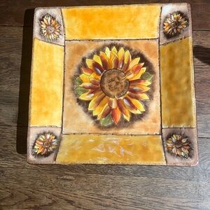 Tuscan Sunflower Chip Bowl/Plate by Clay Art